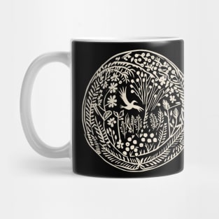 Lino Cut Bird Mug